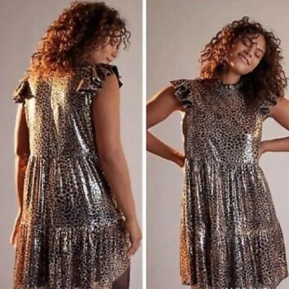 Anthropologie - Othilia Cheetah Sequin Dress Size 2X NWT - Picture 1 of 13